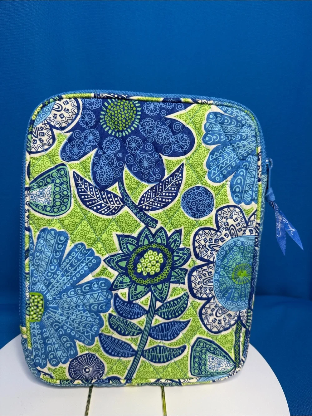 Vera Bradley Blue Navy Lime Green Floral Laptop Sleeve